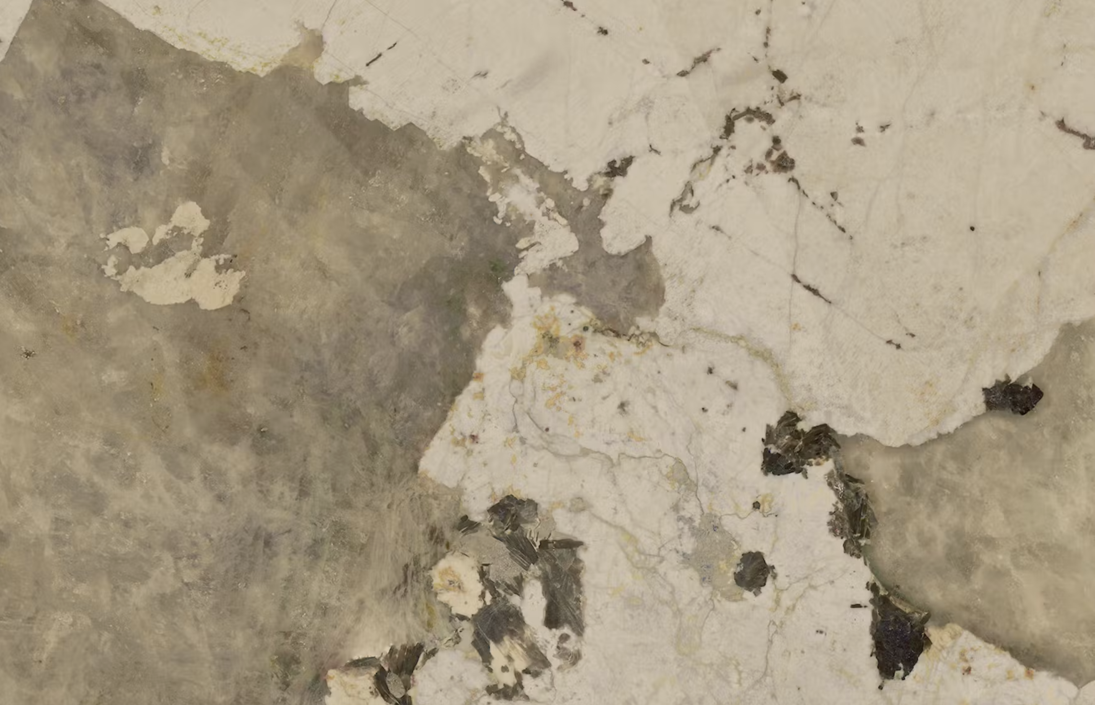 Dekton Khalo countertop featuring a striking mix of white, gray, and earthy tones with bold organic patterns, inspired by natural stone.